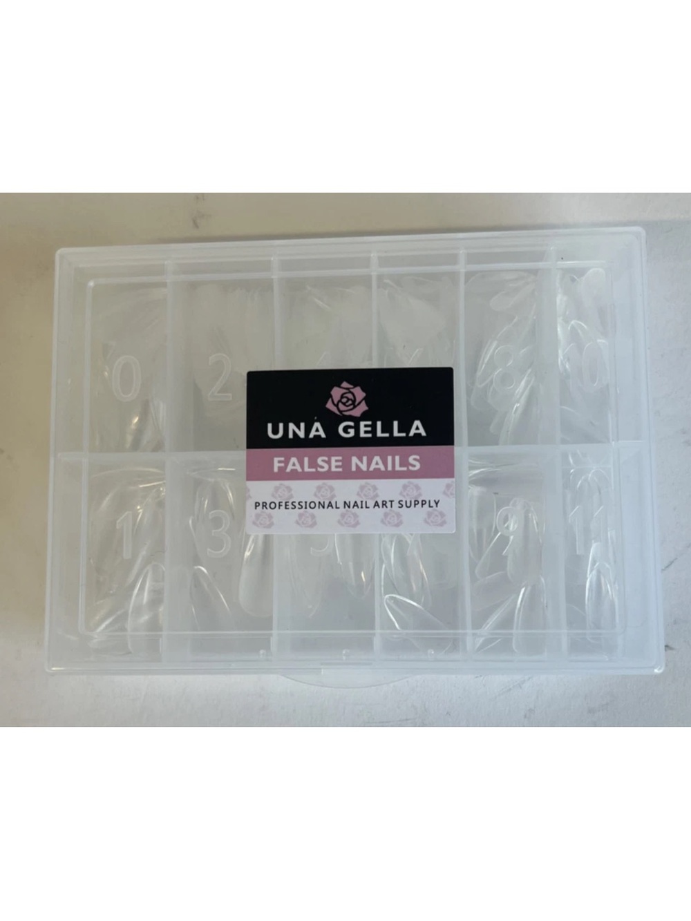 UNA GELLA Almond Gel Flash Tips and Pre Etched Clear Fake Nails Medium